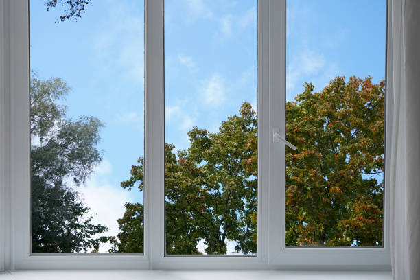 istock View from the window, yellow trees, landscape with autumn forest. 2177629491