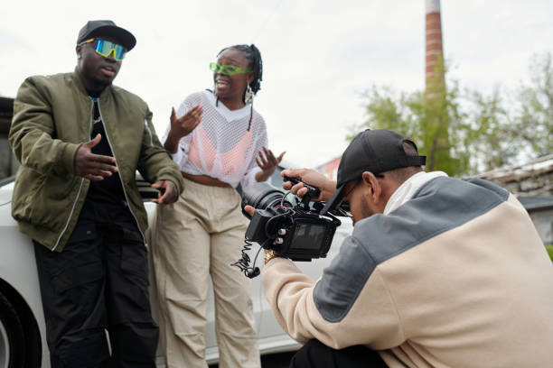 istock Filming Outdoor Music Video with Enthusiastic Performance 2177630935