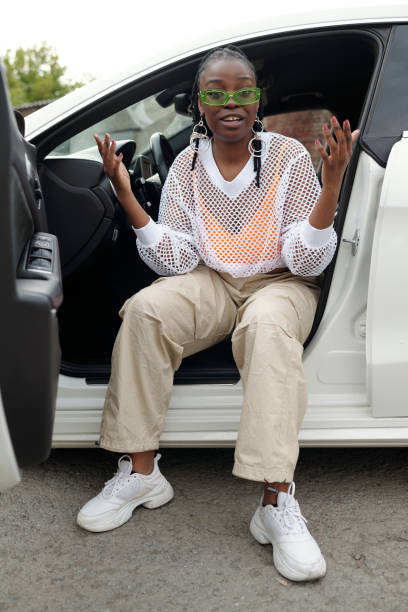 istock Wearing Fashion-Forward Outfit While Sitting in Car 2177630951