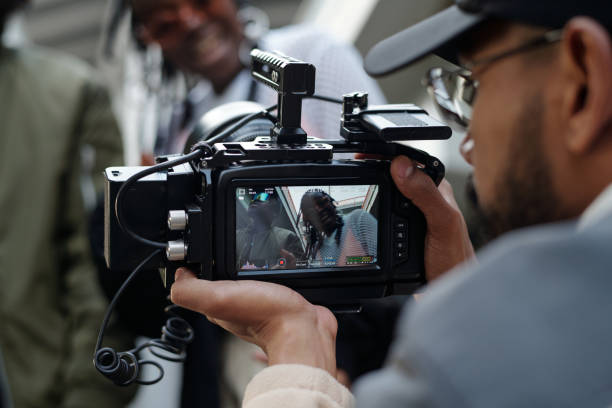 istock Filming a Person Talking Through Professional Camera 2177630975