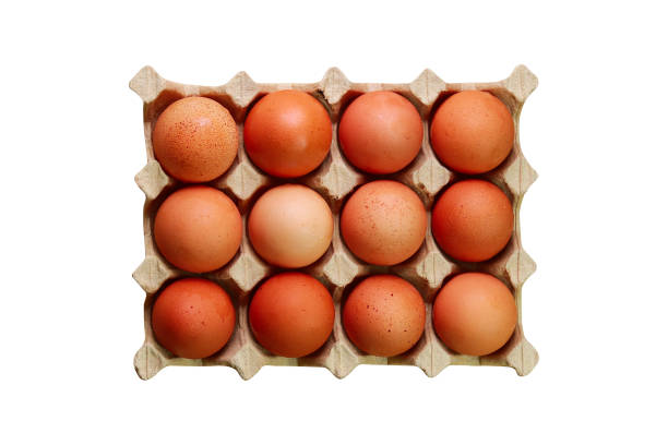 istock Brown eggs in a carton box top view isolated on a white background 2177638305
