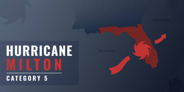 Hurricane Milton illustration Hurricane Milton map, Florida. Strom warning. Vector info illustration hurricane milton stock illustrations