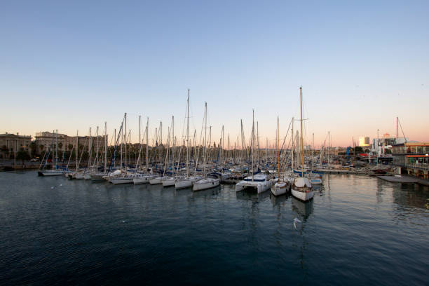 Marina of the Port of Alicante with boats and yachts. Alicante is a city in the Valencia region, Spain.
