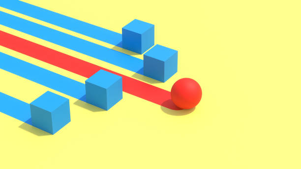 istock Winning Strategy, Efficiency, Innovation in Business Concept, Teamwork and Leadership. Geometric composition with cubes and a sphere, sharp shadows, light background, vibrant colors, high contrast, modern art aesthetic. 3D render. 2177645749