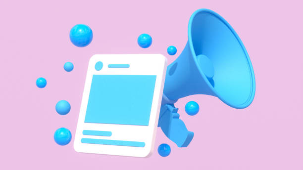 istock 3D render, smartphone with megaphone, pastel pink background, floating spheres, social media concept, minimalist design, isometric view, glossy texture, vibrant colors, tech illustration. 2177646092