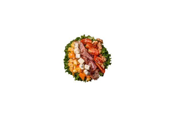 istock Appetizing salad with prosciutto, pumpkin, cheese and tomatoes 2177648402