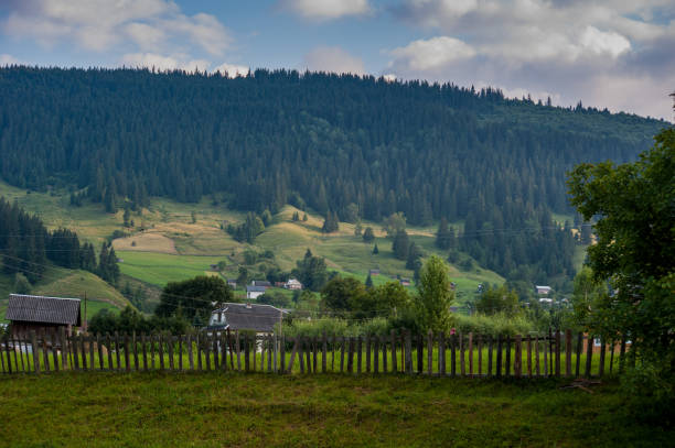 istock Hutsul courtyards, buildings in the Carpathians landscape. 2177650157