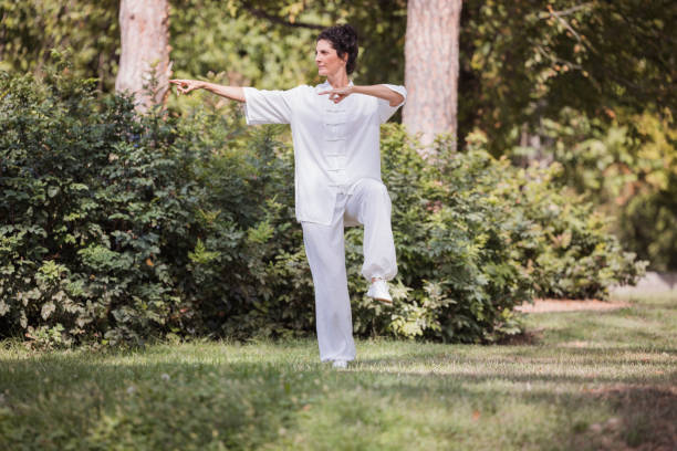 Women practicing Qi Gong in the nature