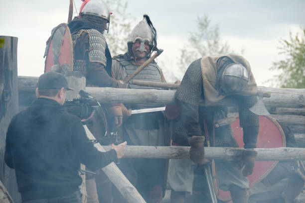 istock Filming Medieval Battle Scene with Armored Actors 2177650692