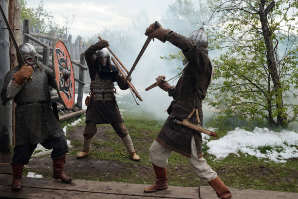 istock Reenacting Medieval Battle Scene in Outdoor Setting 2177650735