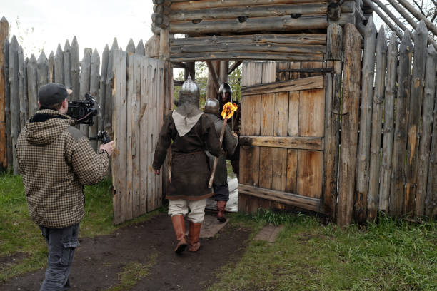 istock Filming Historical Reenactment Outside Wooden Fortification 2177650762