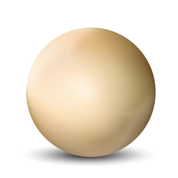 istock Glass beige ball or precious pearl. Glossy realistic ball, 3D abstract vector illustration highlighted on a white background. Big metal bubble with shadow 2177653486