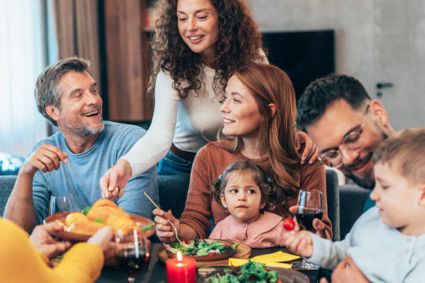 istock Family enjoy Thanksgiving lunch together 2177653761