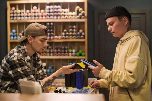 istock Young male buyer and shop assistant 2177654266