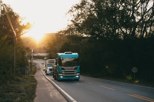 Cargo truck traffic on the road