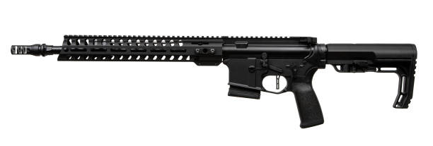 istock Modern automatic rifle isolated on white background. Weapons for police, special forces and the army. Automatic carbine. Assault rifle on white back. 2177656456