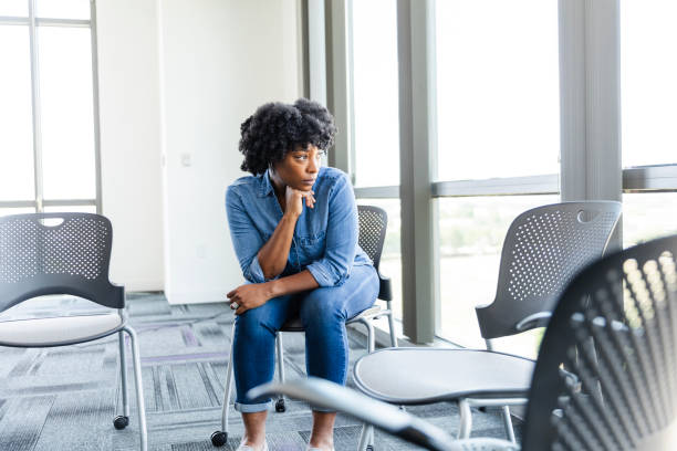 istock After group therapy, woman thinks about life 2177657249