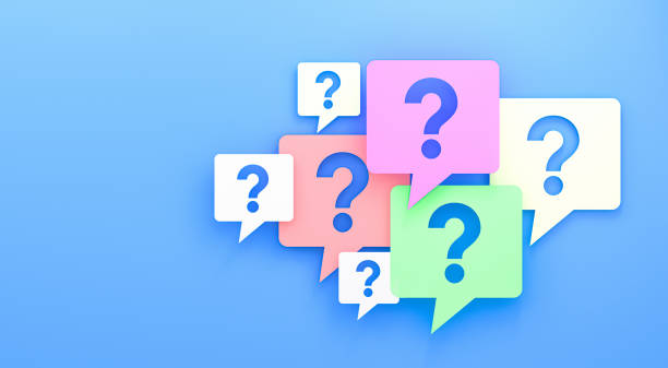 istock Question Mark Symbols on Colorful Speech Bubbles Over a Blue Background. Concept of Inquiry and Communication. 3D Rendering. 2177658757