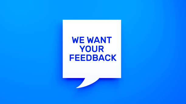 istock Cutout Paper Speech Bubble with 'We Want Your Feedback' on Blue Background, Communication and Engagement Concept in 3D Rendering 2177659102