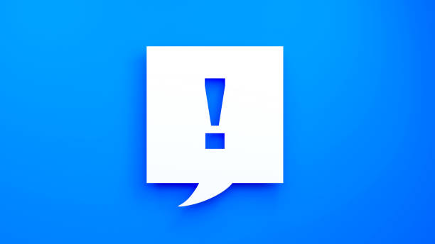 istock Exclamation Mark Symbol on Blue Background with Cutout Paper Square Speech Bubble. Concept of urgency and communication. 3D rendering. 2177659126