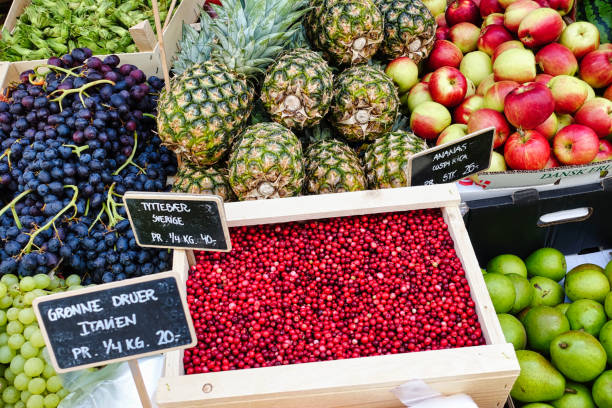 Lively Fruit and Vegetable Marketplace with Fresh, Colorful Harvest in Copenhagen, Denmark