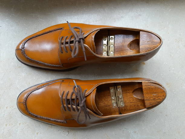 istock Premium Tan British Bespoke Split Toe Shoes with shoetrees 2177659571