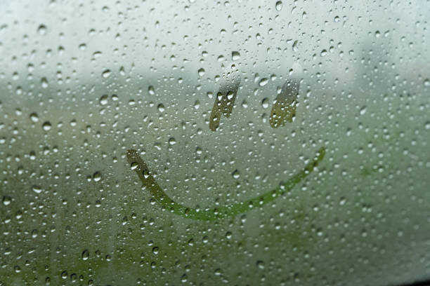 istock Raindrops create a dreamy backdrop as a playful smile emerges on the glass, mixing joy with the soothing sounds of a heavy downpour outside in nature 2177662179