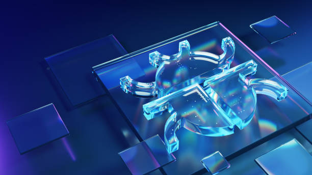istock Futuristic Digital Computer Bug Symbol in Holographic Glass Design 2177663367