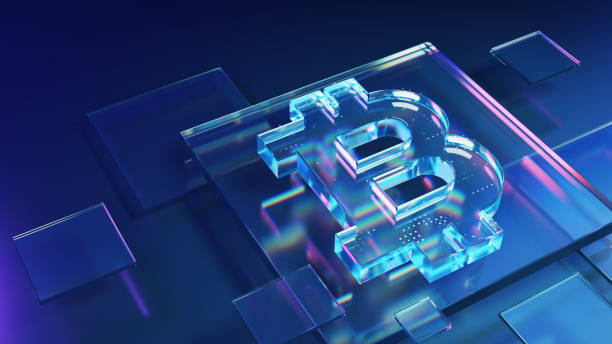 istock Futuristic Digital Cryptocurrency Bitcoin Symbol in Neon Blue 2177663401