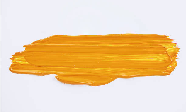 istock Bright yellow paint stroke on a white background 2177667991