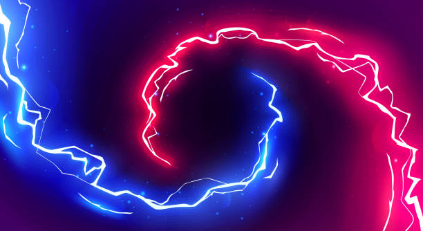 Two Spinning Lightning Fight Concept Two Spinning Lightning Fight Concept confrontation stock illustrations