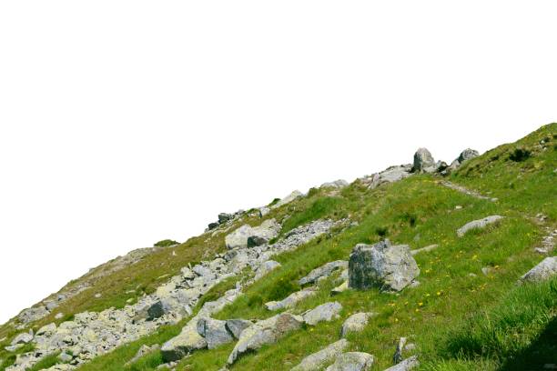 Rocky mountain slope isolated on white background. Tatra mountains.