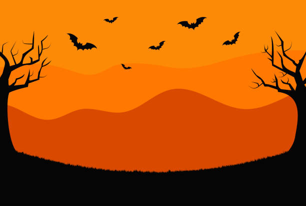 stockillustraties, clipart, cartoons en iconen met halloween background, poster, banner with flying bats, copy space. vector - halloween