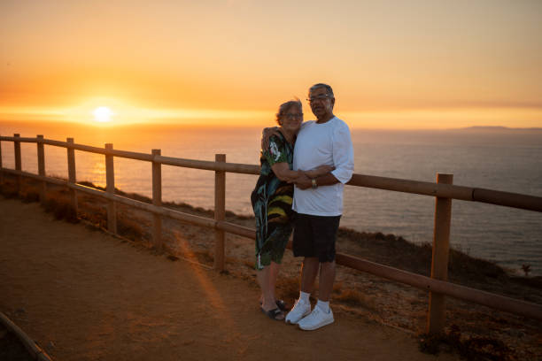 istock Elderly couple at sunset at Cabo Espichel 2177671319