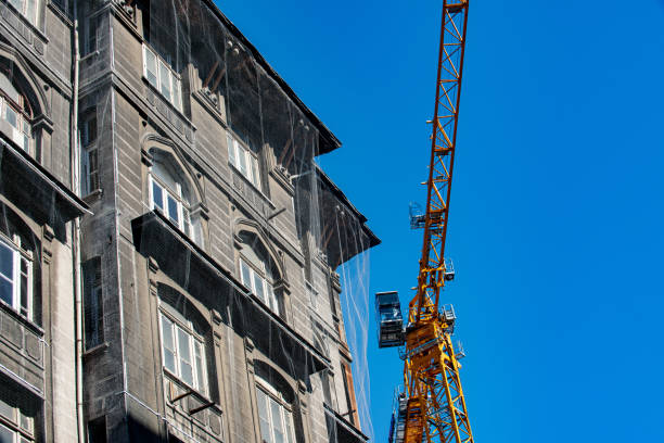 istock The surface of an old historical building protected by an iron cage 2177671653