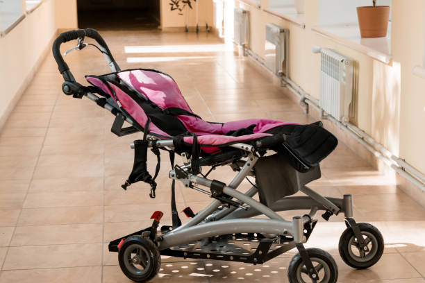 istock Modern Stylish Baby Stroller in a Bright Hallway 2177672868