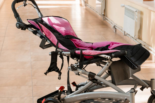 istock Innovative Lightweight Foldable Baby Stroller with Sleek Design in Soft Pink and Black Color Scheme 2177672880