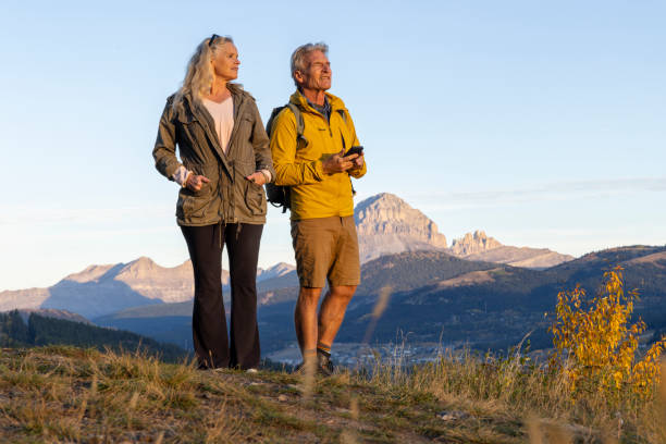 Mature couple hike in autumn