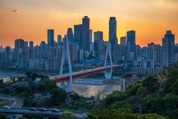 istock Chongqing Dongshuimen Yangtze River Bridge at dusk 2177679931
