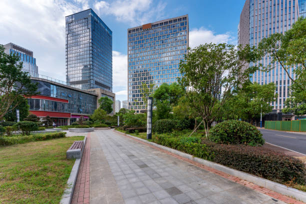 istock city park with modern building background in shanghai 2177689904