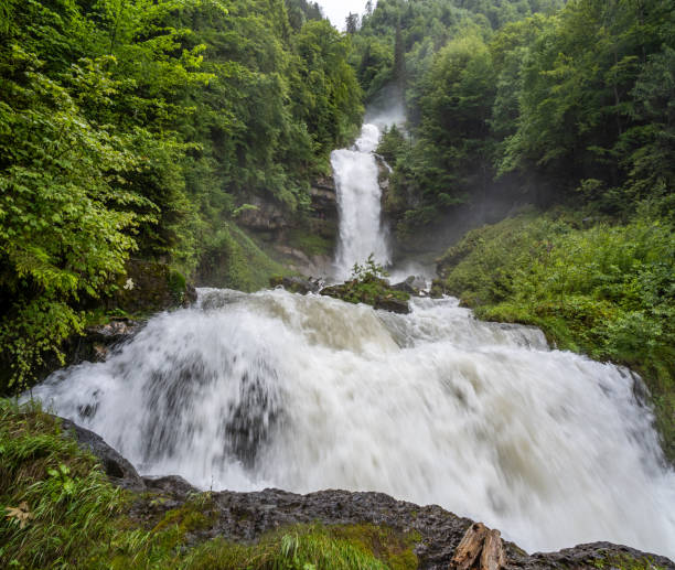 istock Giessbach falls in a rainy day 2177690137