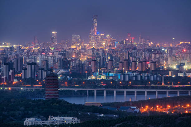 istock China Zun and the Yongding Pagoda -Ancient and modern in the same frame, night 2177701466