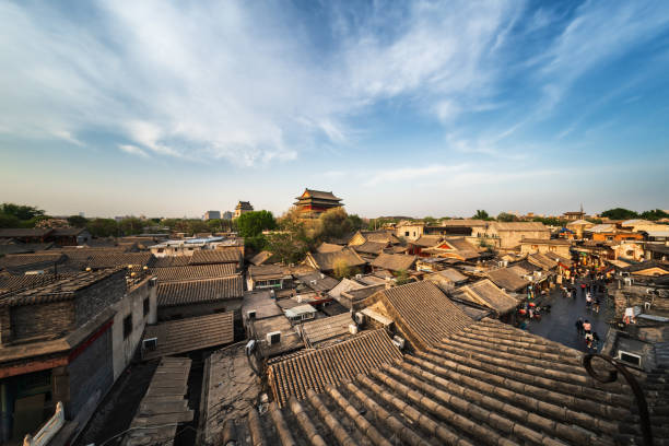 The Drum Tower of Beijing, or Gulou, is situated at the northern end of the central axis of the Inner City to the north of Di'anmen Street. Originally built for musical reasons, it was later used to announce the time and is now a tourist attraction.