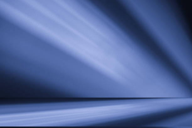 istock Studio style background wall decoration presentation uses white and blue tones. with shadows cast from a nearby window, concept creating a decorative 2177704583