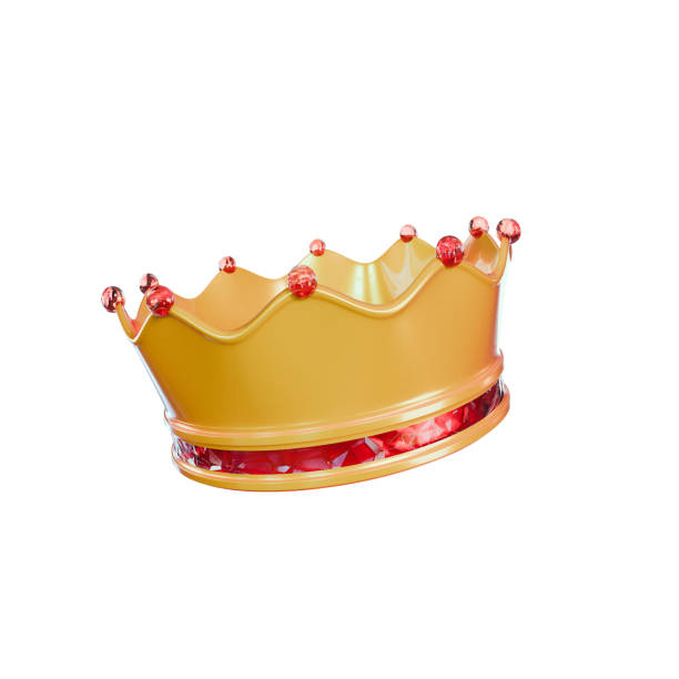istock yellow kings crown with red jewels, white background 2177708525