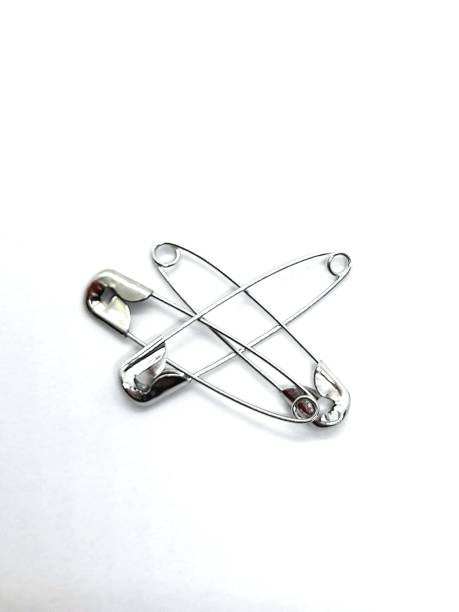 istock Metal safety pins with white background 2177715523