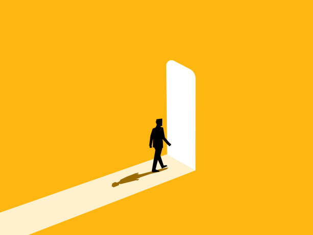 istock Businessman walks to enter door of success 2177716562