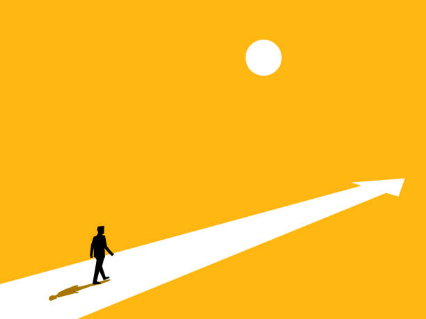 istock Career advancement. Confident businessman walks along the arrow path 2177716869