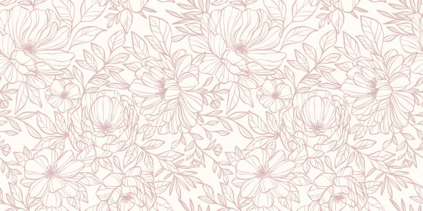Pastel floral pattern backgorund, hand drawn flower illustration, seamless repeating wallpaper, elegant soft print design, banner or cover image Pastel floral pattern backgorund, hand drawn flower illustration, seamless repeating wallpaper, elegant soft print design, banner or cover image concept flower background stock illustrations