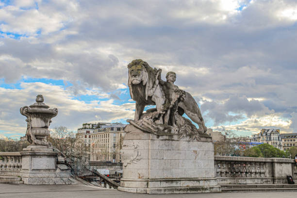 Image of some beautiful sculptures in the Bridge Alexander III in Paris